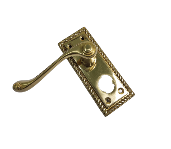 Image of Lever Handle Jorge 100mm with detailed design, sold as a pair, made of brass