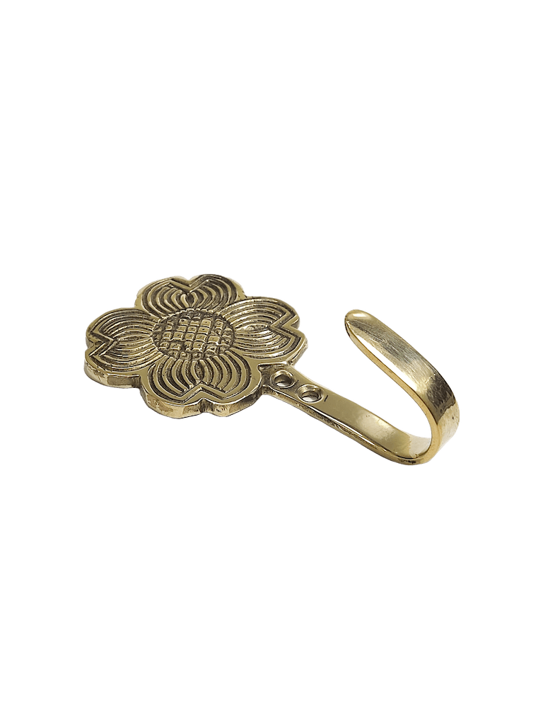 Decorative brass flower hook with intricate detail